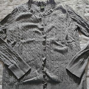 Eddie Bauer Light Gray Cable Knit Sweater